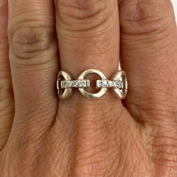 Silver Plated 8MM Cubic Zirconia Circle Bar Band Ring Size 8.75 - Picture 1 of 16